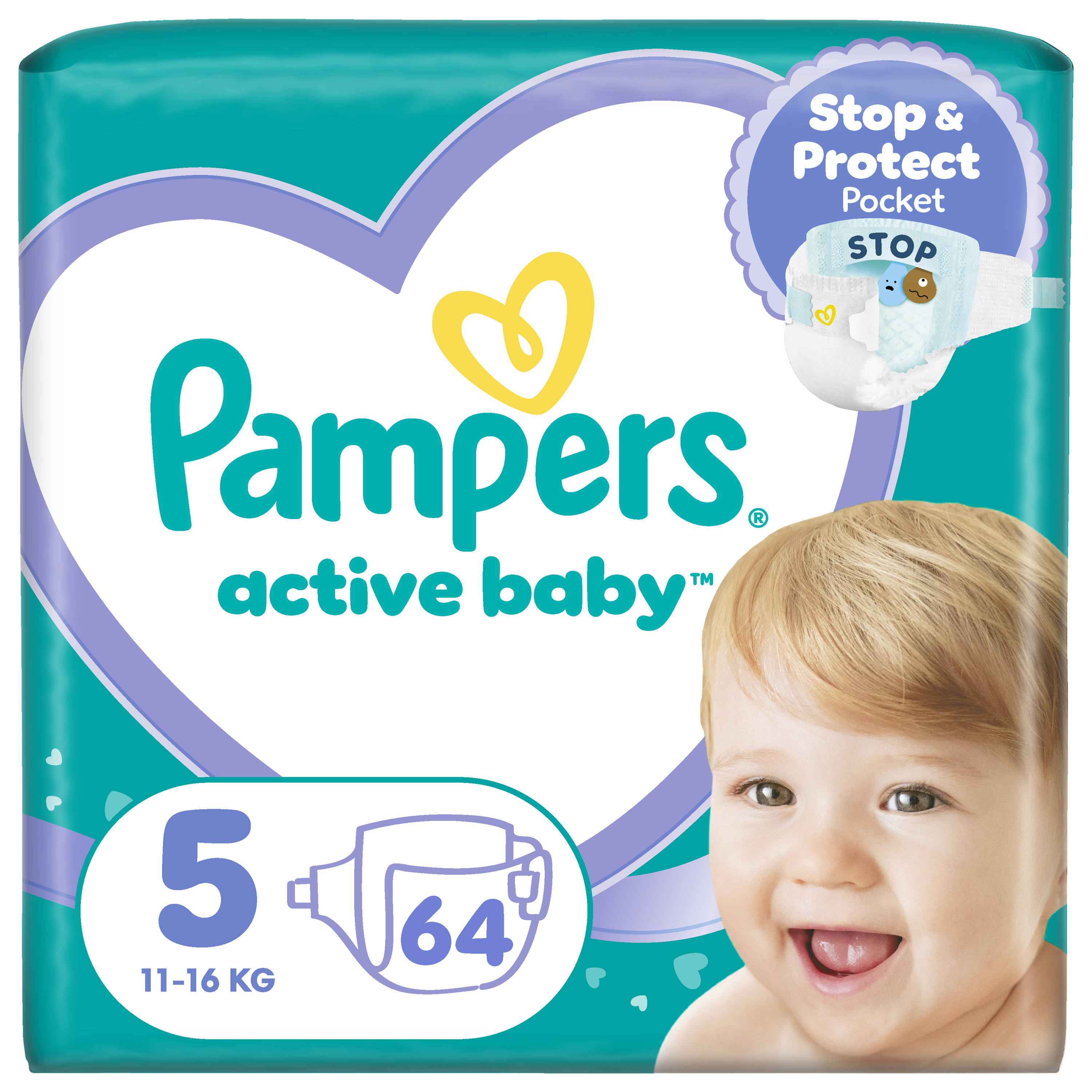 Одноразові підгузки Pampers Active Baby Розмір 5 (11-16 кг), 64 шт. (80843227)